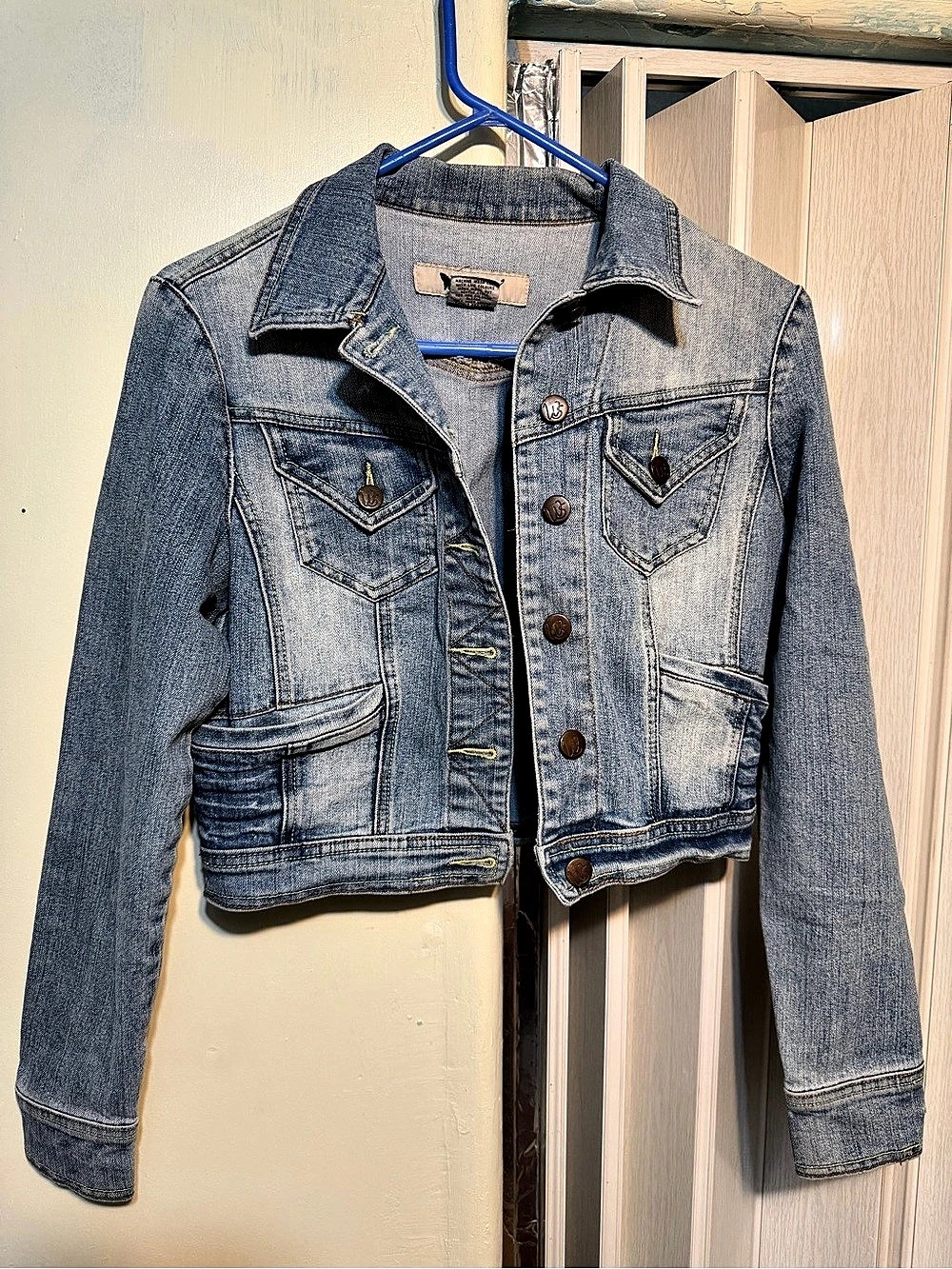 Wet Seal Cropped Denim Jacket Blue Medium